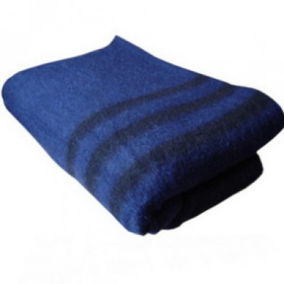 Одеяло полушерстяное армейское Ярослав 140х205 синее с полосами (550 г/см2)